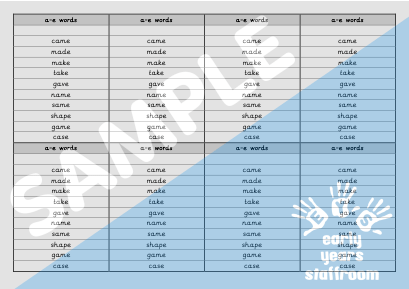 Split digraph words to practise at home a_e - Early Years Staffroom