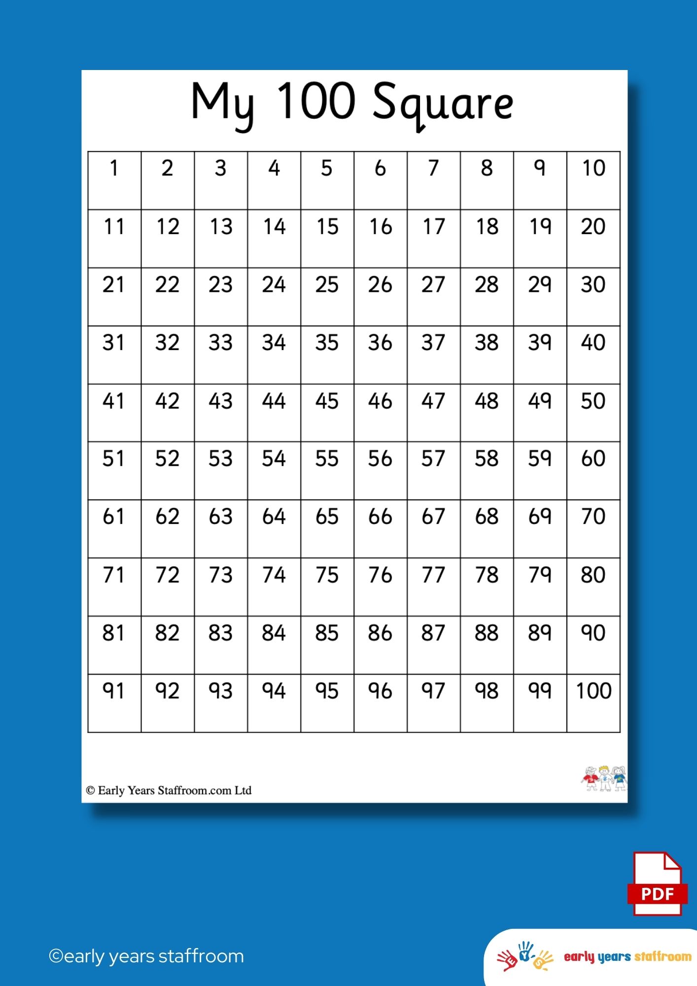 100 Square | Number Ordering | Number Recognition | EYFS