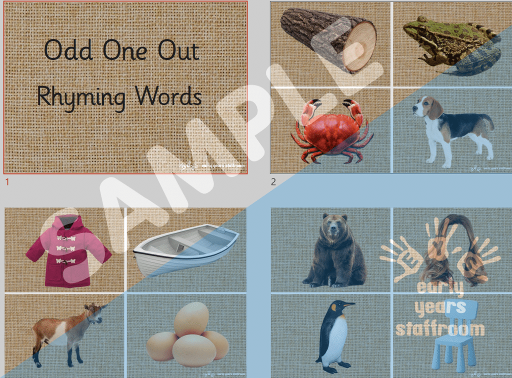 Rhyming Words Odd One Out PowerPoint Phase 1 Early Years Staffroom