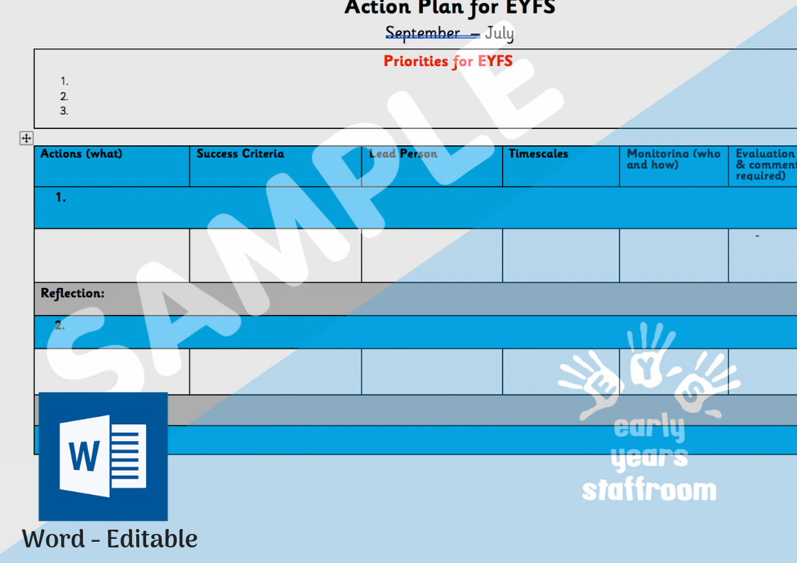 Early Years Action Plan Example