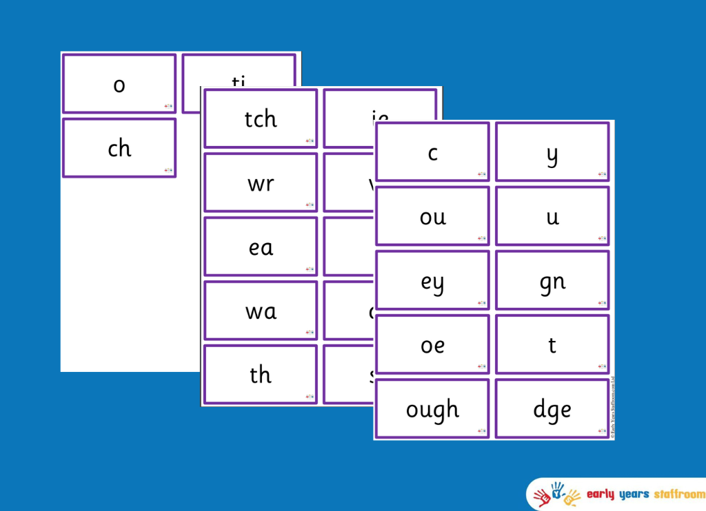 Phonics Sound Flashcards for Stage 3 (Standard Font)