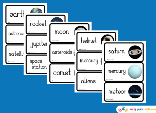 Space Themed Word Cards - Early Years Staffroom - EYFS