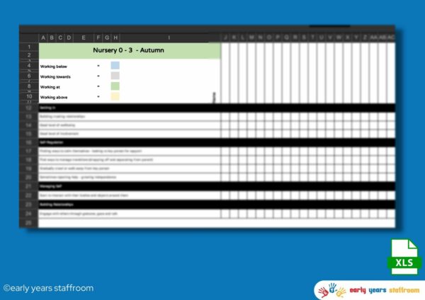 Nursery Physical Development Assessment Spreadsheet Age 0 to 3 - Early ...